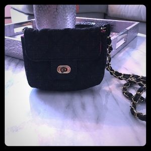 Mini denim bag with chain